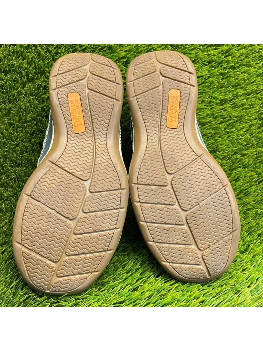 Rockport Sailing Club Womens Size 7 Green Tan Leather Steel Toe Safety Work Shoe